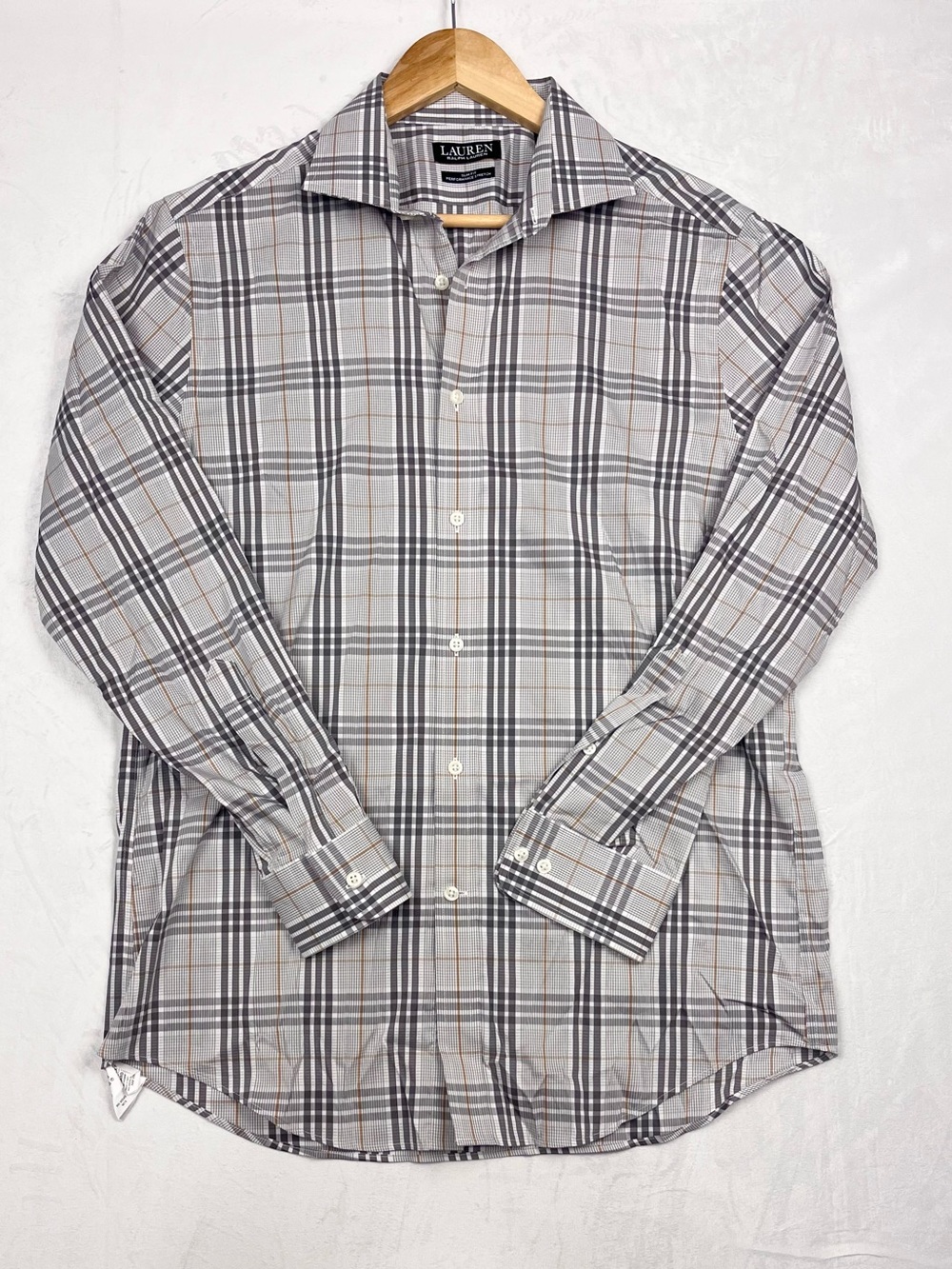 Lauren Ralph Lauren Slim Fit Performance Stretch Plaid Shirt Size Large